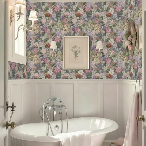 Ismoon Floral Peel and Stick Wallpaper Vintage Wallpaper 17.3in x 16.4ft - Image 7