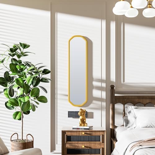 Ferytange Modern Slim Wall Decor Mirror 10"x44" Gold - Image 2