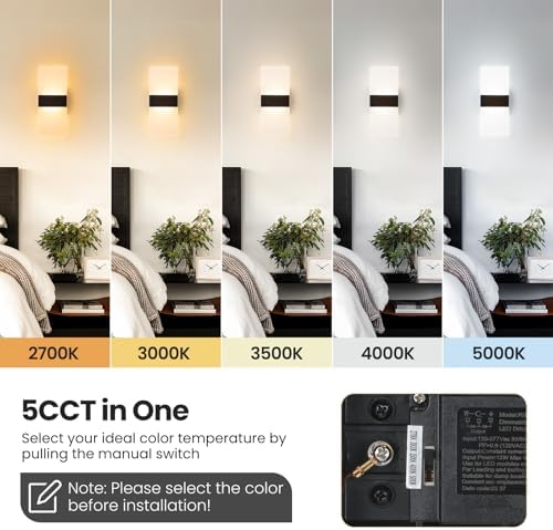 Hardwired Wall Sconces Set of Two, 12 Inch Modern Black Wall Lights, - Image 3