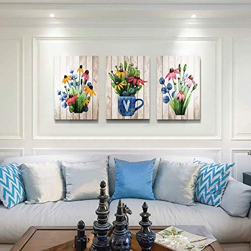 Lapremoly Vintage Wood Grain Flowers Wall Art - Image 2