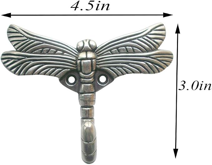 2pcs Dragonfly Coat Hooks Decorative Creativity Wall Mounted Hanger Hook - Image 2