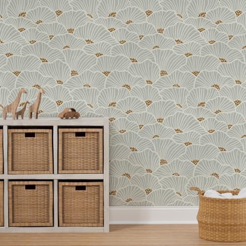 Spoonflower Neutral Flowers Peel and Stick Removable Wallpaper - Image 7