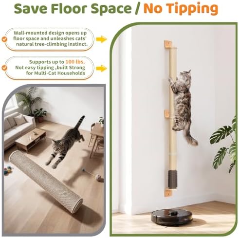 Wall Mounted Cat Scratching Post 60 Inch Tall - Image 7