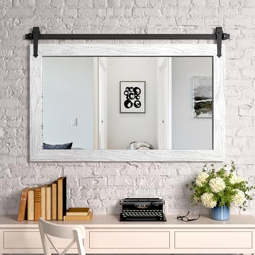 Farmhouse Mirror 42”x28” White Rustic Mirror - Image 2