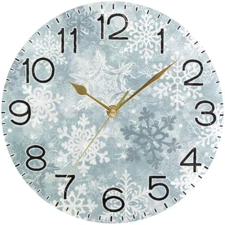 ALAZA Silver Snowflakes Winter Christmas Wall Clock Battery Operated Non - Image 5