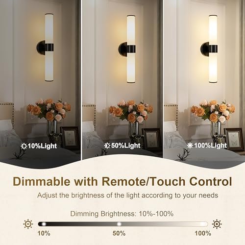 Black Battery Operated Wall Sconces Set of 2 - Image 2