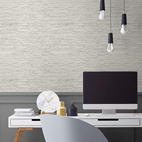 RoomMates Gray Faux Grasscloth Non-Textured Peel and Stick Wallpaper - Image 6