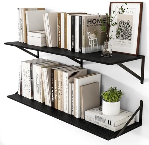 Heimlove 40W x 12D Deep Floating Shelves Set of 2 Black by Heimlove