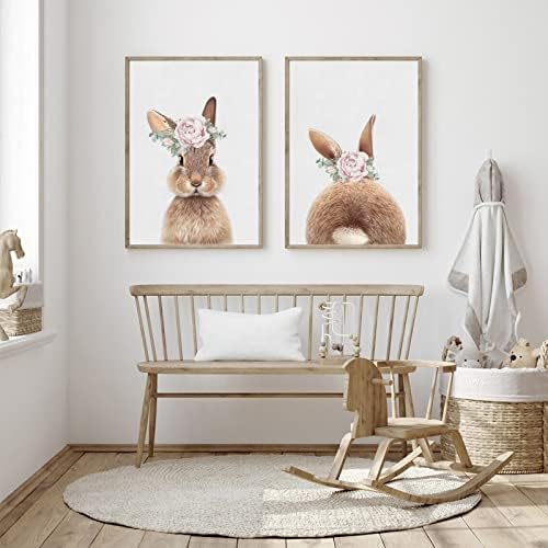 Joocrise Bunny Rabbit Wall Art Baby Girl Nursery Wall Art UNFRAMED Nursery by Unknown
