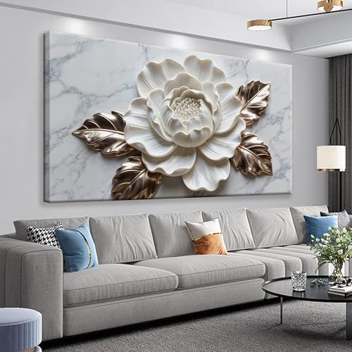 Suconvng Canvas Art Wall Decor Print Paintings Marble Texture White Flower Wall by Suconvng