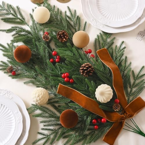 Waipfaru 4Pcs Artificial Hanging Norfolk Pine Christmas Teardrop Swag - Image 2