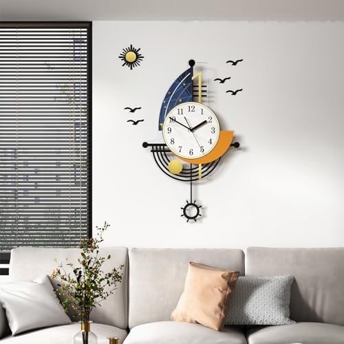 Modern Wall Clock Battery Operated 26 Inch Large Boat Design Pendulum Wall - Image 5