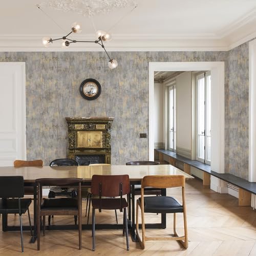 Zeeko Non-Pasted Vintage Textured Wallpaper Distressed Metallic 17.3"x 472" - Image 5