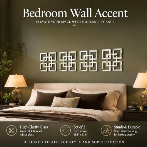 Square Decorative Wall Mirror 12 x 12 Inch, Modern Wall Mounted Accent Mirror - Image 4