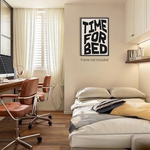 OMANI Black And White Time For Bed Poster Funny Quotes Wall Art Trendy Modern - Image 4