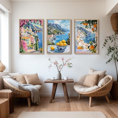 Pouydmi Italy Amalfi Coast Wall Art Posters Italian Travel City Canvas Wall - Image 5