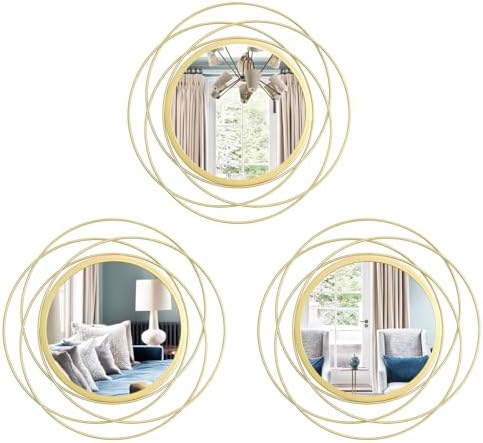 3 Set Sunburst Round Mirrors for Wall Decor Bedroom Bathroom by Cityelf