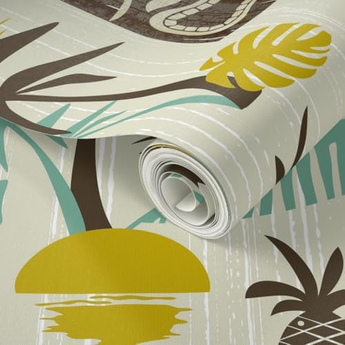 Spoonflower Island Tiki Tan Peel and Stick Removable Wallpaper - Image 2