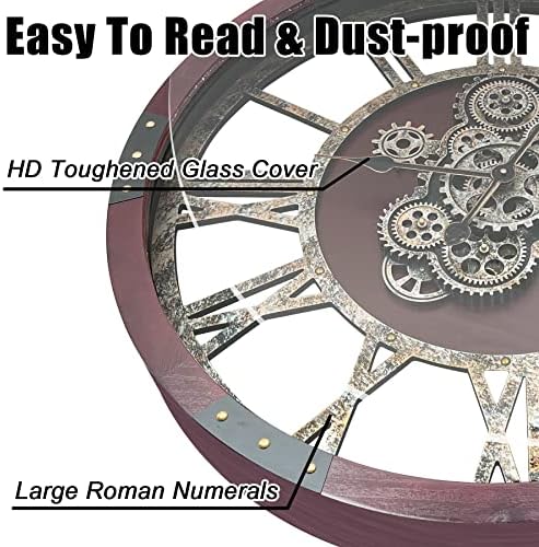 30" Original Moving Gears Wall Clock, Large Industrial Wall Clock - Image 4