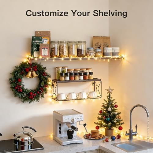 Amada Bathroom Shelves with Storage Basket, Rustic Brown - Image 5
