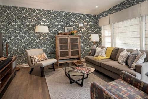 Vintage Peel and Stick Wallpaper Beige Black Wallpaper Farmhouse Cottage Leaf - Image 5