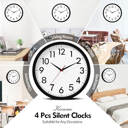 4 Pack Multi-Time Zone Clocks Silent Non Ticking Quartz Battery Operated - Image 3