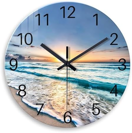 Blue Beach Wall Clocks Battery Operated 12 Inch by Constantplanet%E6%97%97%E8%88%B0%E5%BA%97
