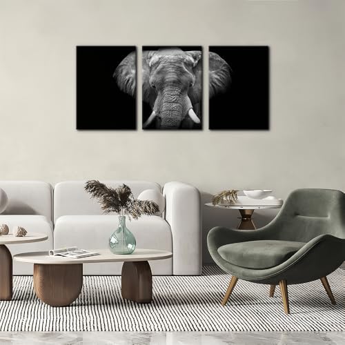 Pacimo 3 Pieces Wall Art for Living Room Elephant Canvas Wall Decor for Bedroom - Image 2