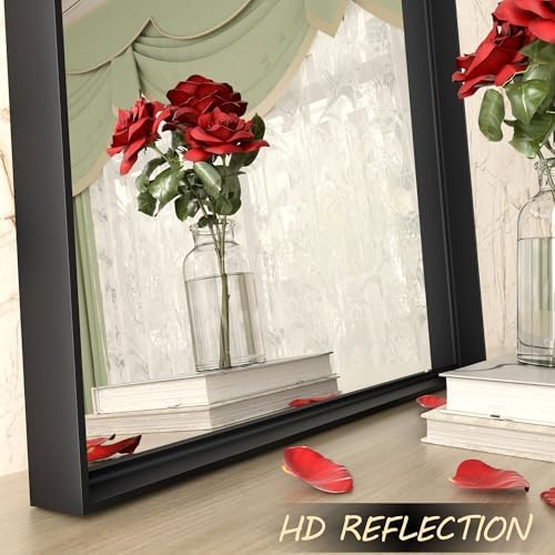 48x30 Inch Black Metal Framed Bathroom Mirror - Image 3