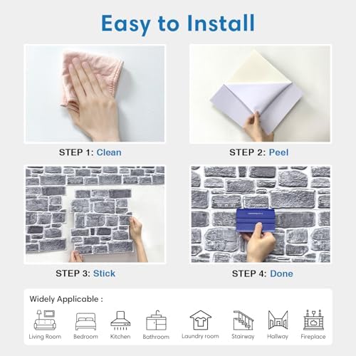 COMSTICKC 3D Faux Stone Wall Panels Peel and Stick - Image 6