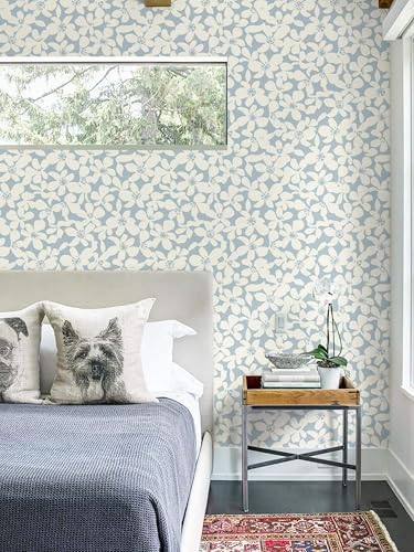 Heroad 17.3''x32.8ft Light Blue and Beige Peel and Stick Wallpaper Boho Floral - Image 4