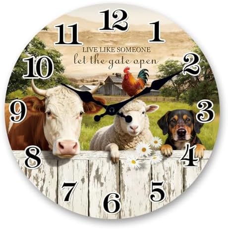 14 Inch Funny Farmhouse Wall Clocks Battery Operated by RONGKEJIAJU