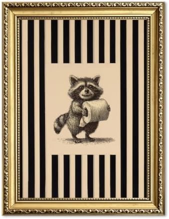 Funny Raccoon Bathroom Wall Art Cute Raccoon Holding Toilet Roll Wall Decor by Unknown