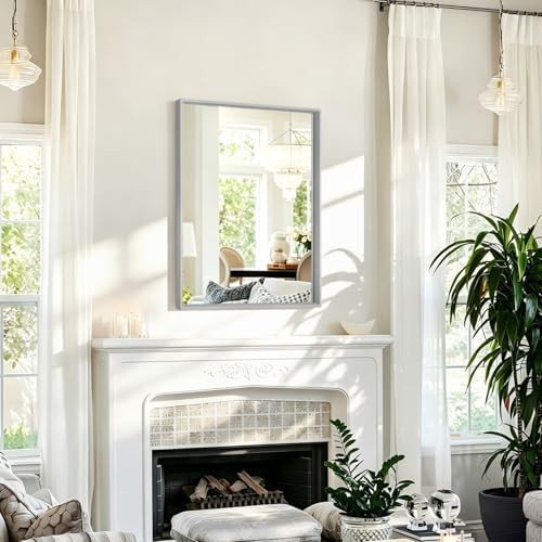 AAZZKANG Grey Wall Mirror Decorative Metal Framed Mirrors Modern - Image 6