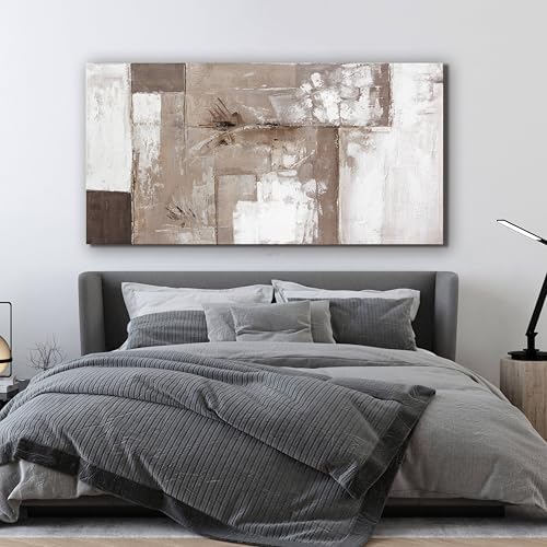 YISXINOAG Brown Grey White Abstract Wall Art Modern Fantasy Canvas 29"X58" - Image 4