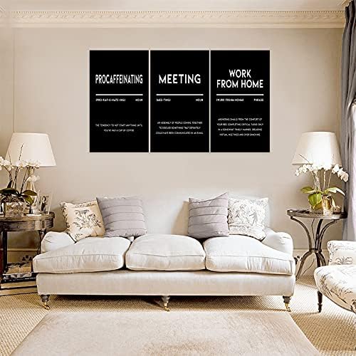 3 Piece Inspirational Canvas Wall Art, Quotes "Procaffeinating - Image 2