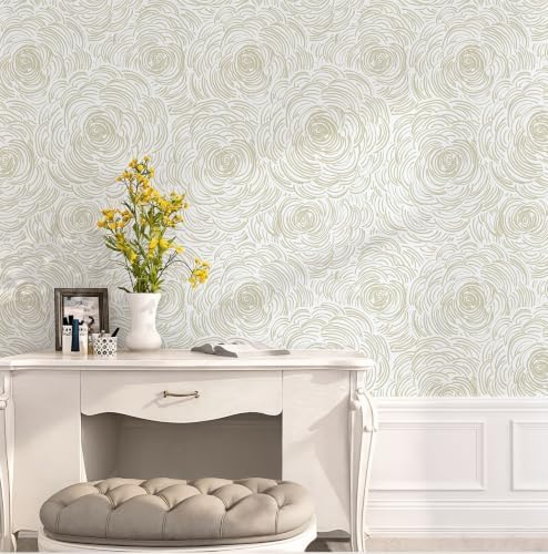 Toduso Beige Peel and Stick Wallpaper Modern Contact Paper Self-Adhesive Floral by Toduso