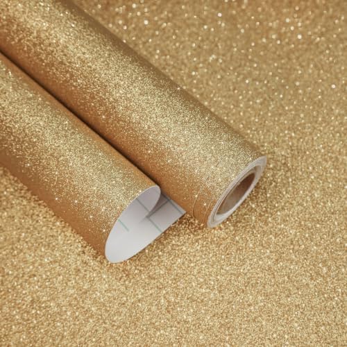 Champagne Glitter Wallpaper Gold Sparkle Contact Paper 15.7"x160" by EaseStick