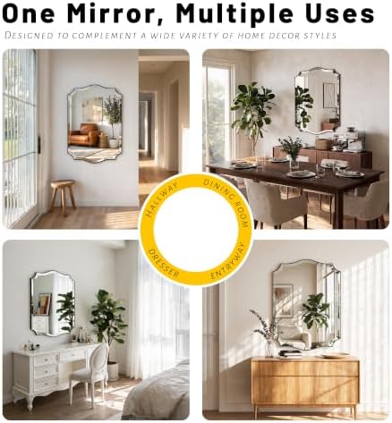 POZINO 30"x22" Premium Scalloped Beveled Bathroom Mirror - Image 7