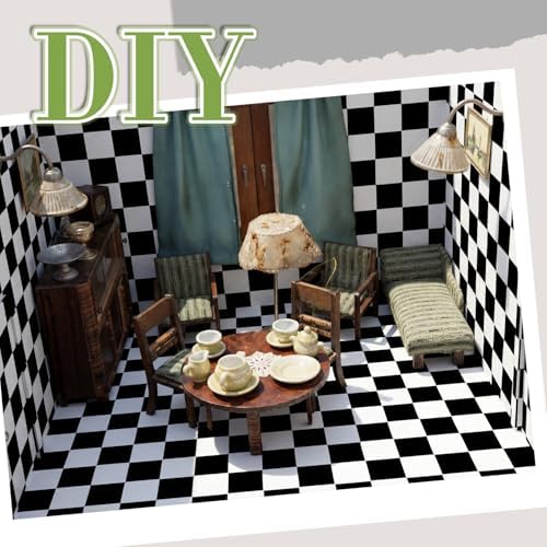 Flutesan 12 Pcs Miniature Dollhouse Wallpaper, Check Pattern - Image 5