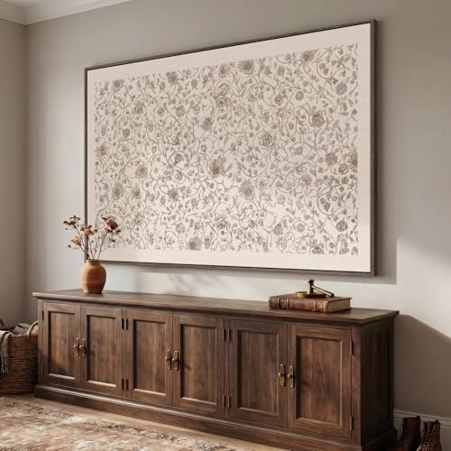 Extra Large Framed Neutral Vintage Floral Wall Art - Image 2