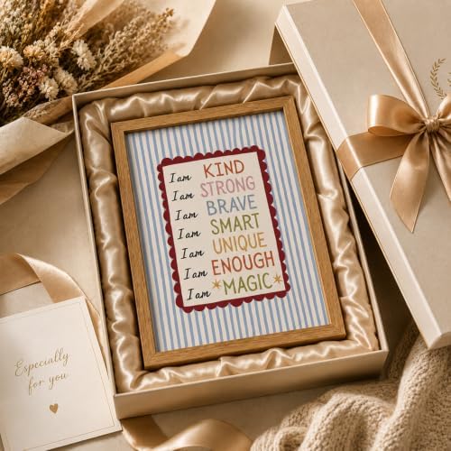 Framed Kids Inspirational Wall Art I Am Kind I Am Strong Affirmation Decor - Image 7