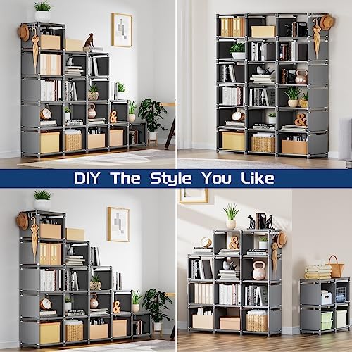 Metal Book Shelf, 18 Cube Storage Organizer Closet, Bookcase - Image 3