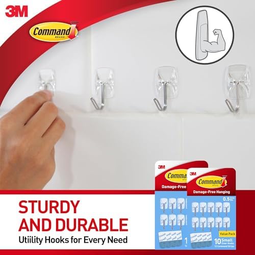 Command Small Clear Wire Toggle Hooks, 20 Wall Hook and 24 Strips, Damage-Free - Image 4