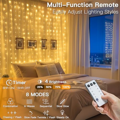 suddus Tangle-Free Curtain Lights, 400 LED Connectable Hanging Lights - Image 4