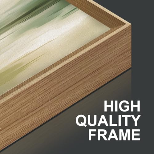 FWIEXA Sage Green Abstract Canvas Wall Art Set of 3, Framed Beige White - Image 6