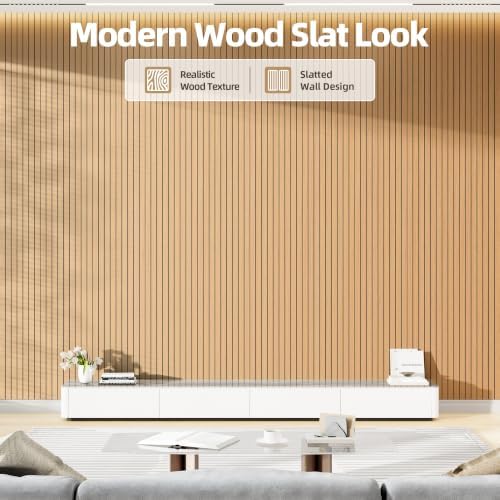 Peel and Stick Wood Slat Wall Panels, 3D PVC Faux Teak Wood Grain Wallpaper - Image 2