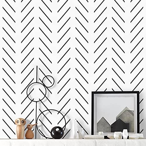 Orainege Black and White Wallpaper Peel and Stick Herringbone Contact Paper by Orainege