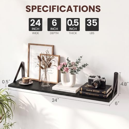 Wall Shelves Black 24x6 Inch - Image 3