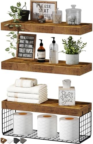 QEEIG Bathroom Shelves Over Toilet Wall Mounted by QEEIG